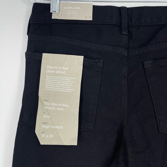 Everlane Uniform The Slim 4 Way Stretch Organic Jean Black 31x28 NWT - Picture 6 of 7